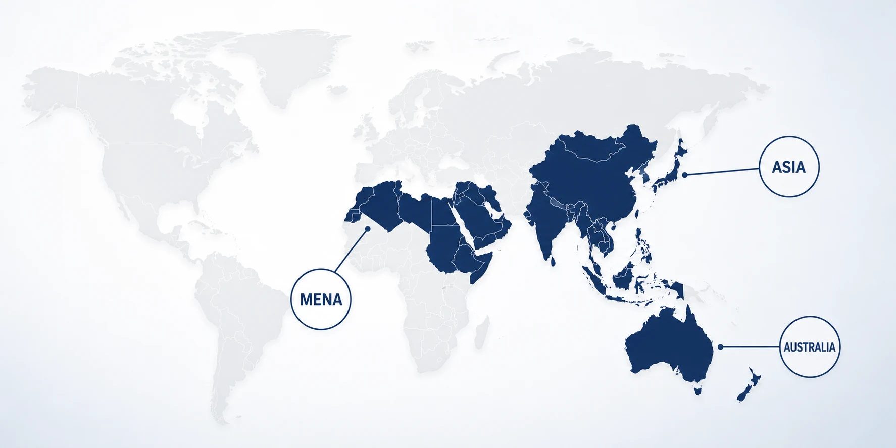 Commercial area map covering MENA, Asia and Australia